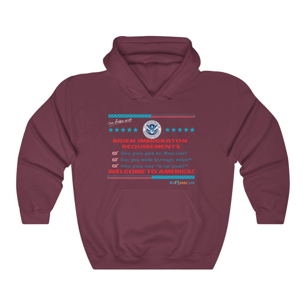 Printify Hoodie Maroon / S Immigration Requirements