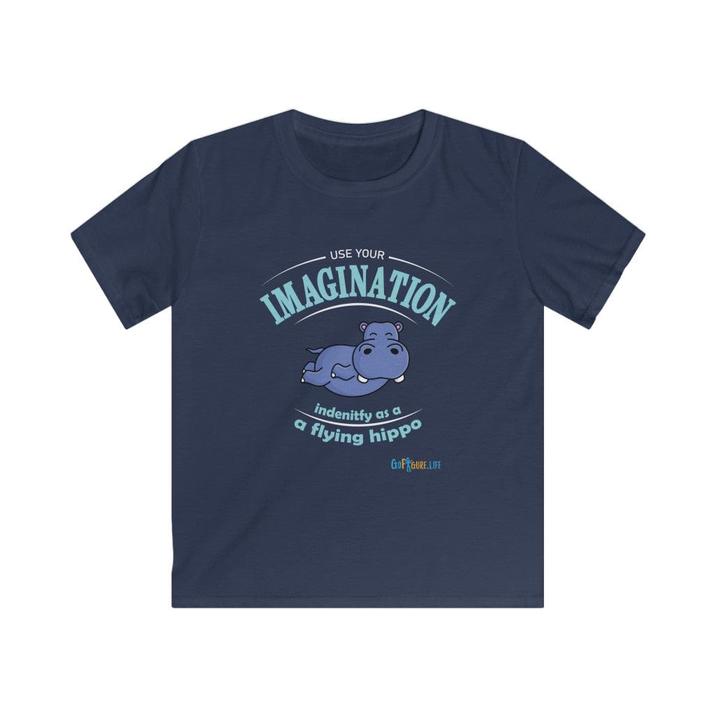 Printify Kids clothes L / Navy Identify as a flying hippo