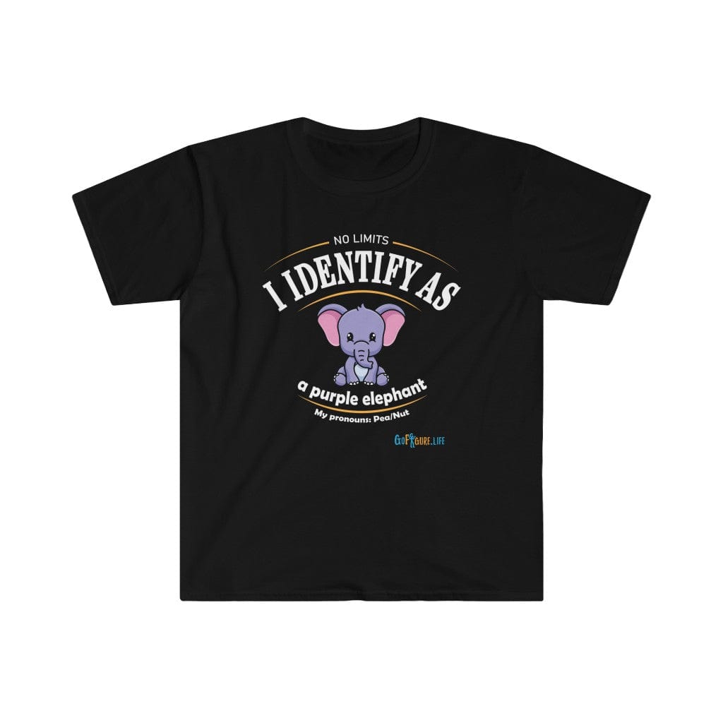 Printify T-Shirt Black / S Identify as a Purple Elephant!