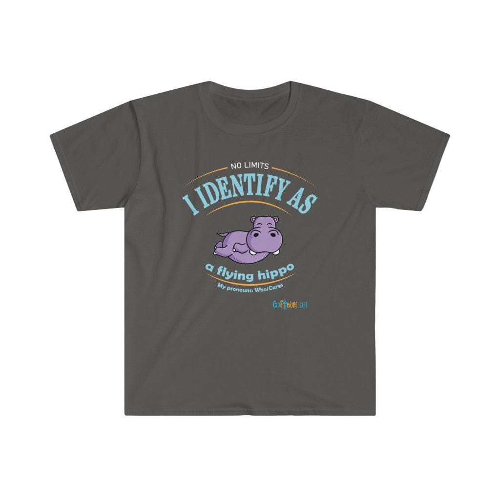 Printify T-Shirt Charcoal / S Identify as a flying Hippo!