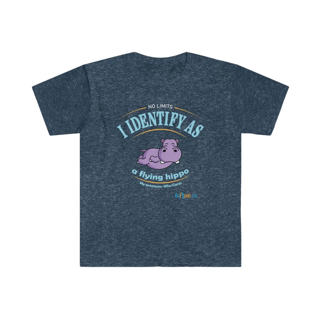 Printify T-Shirt Heather Navy / S Identify as a flying Hippo!