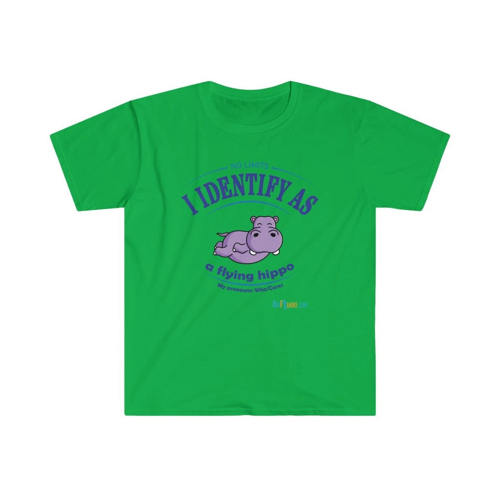Printify T-Shirt Irish Green / L Identify as a flying Hippo!