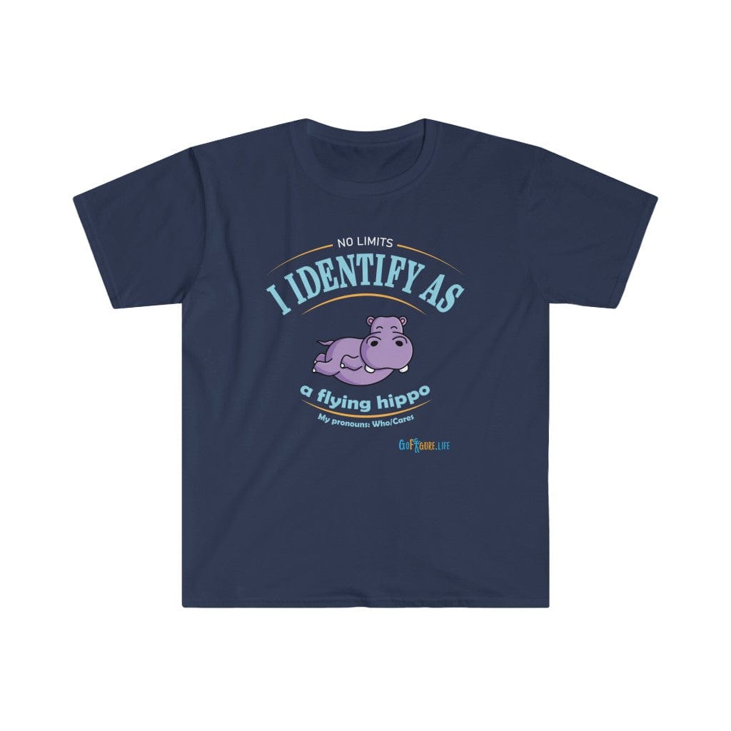 Printify T-Shirt Navy / S Identify as a flying Hippo!