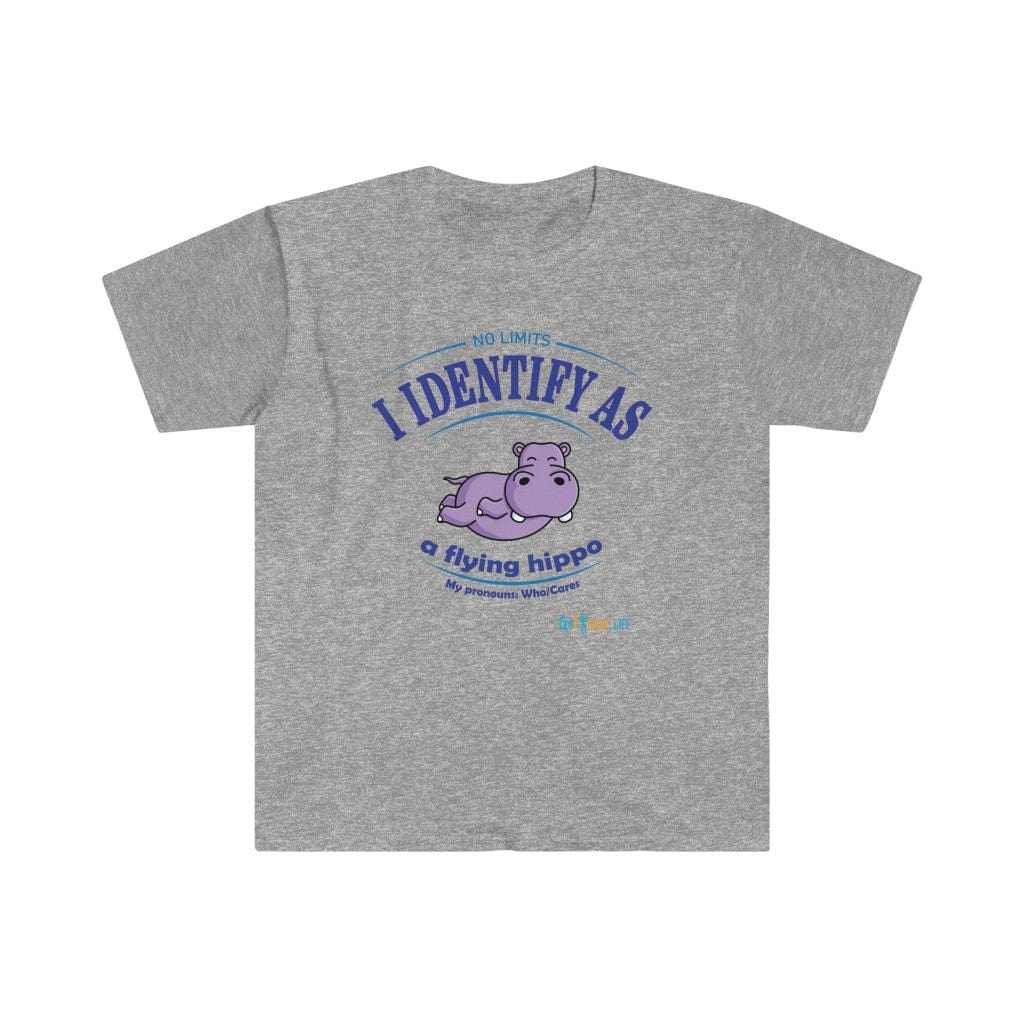Printify T-Shirt Sport Grey / S Identify as a flying Hippo!