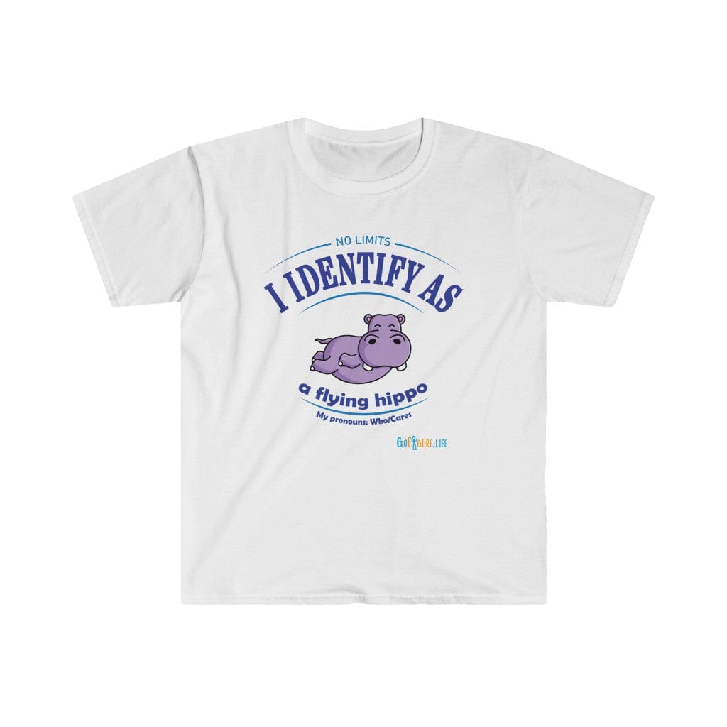 Printify T-Shirt White / S Identify as a flying Hippo!