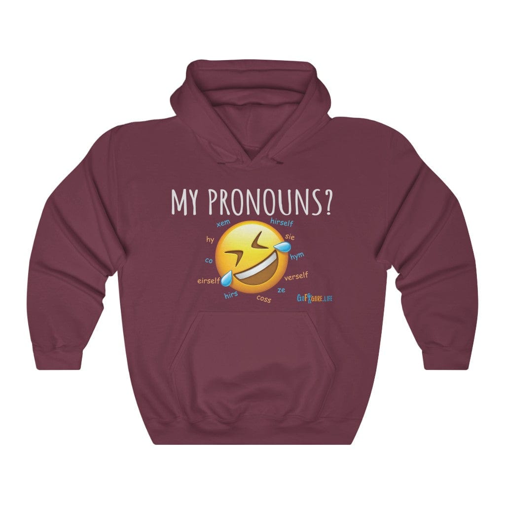 Printify Hoodie Maroon / S Pronouns are Funny