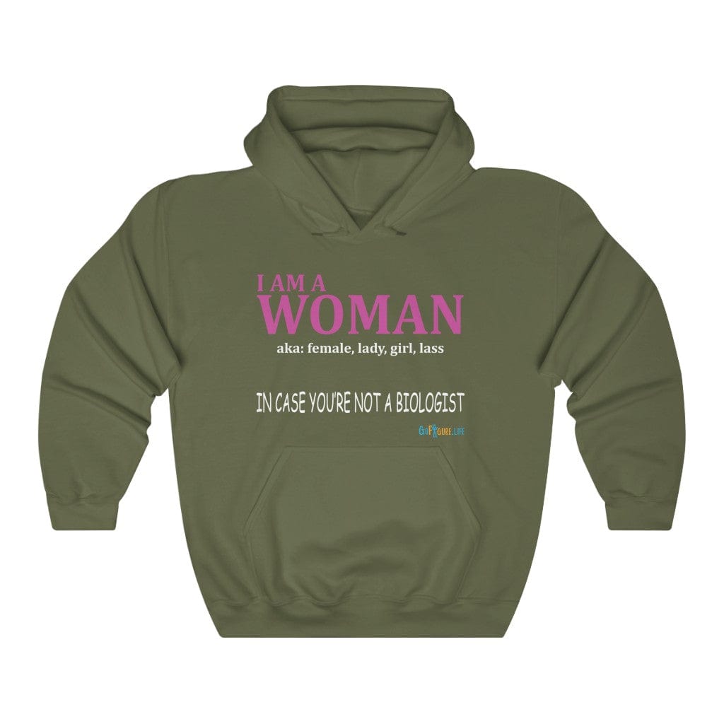 Printify Hoodie Military Green / S I am a Woman - simple