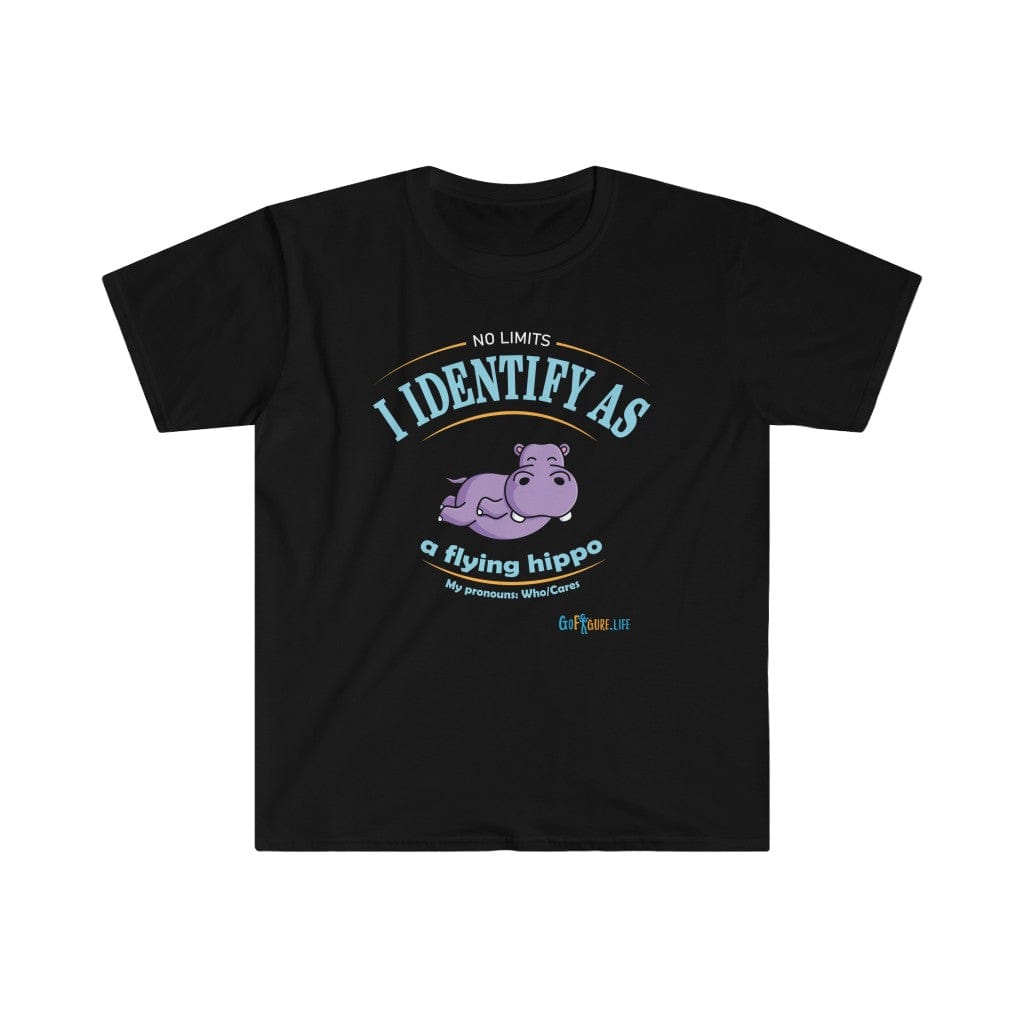 Printify T-Shirt Black / S Identify as a flying Hippo!