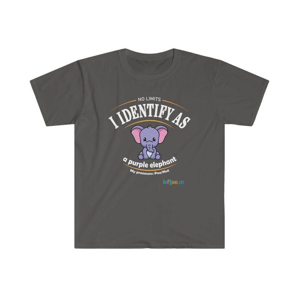 Printify T-Shirt Charcoal / S Identify as a Purple Elephant!