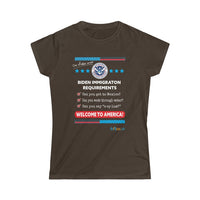 Thumbnail for Printify T-Shirt Dark Chocolate / XL Women's - Immigration Requirements