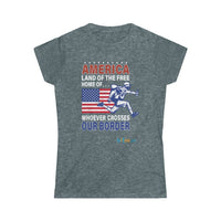 Thumbnail for Printify T-Shirt Dark Heather / S Women's - Land of the Free