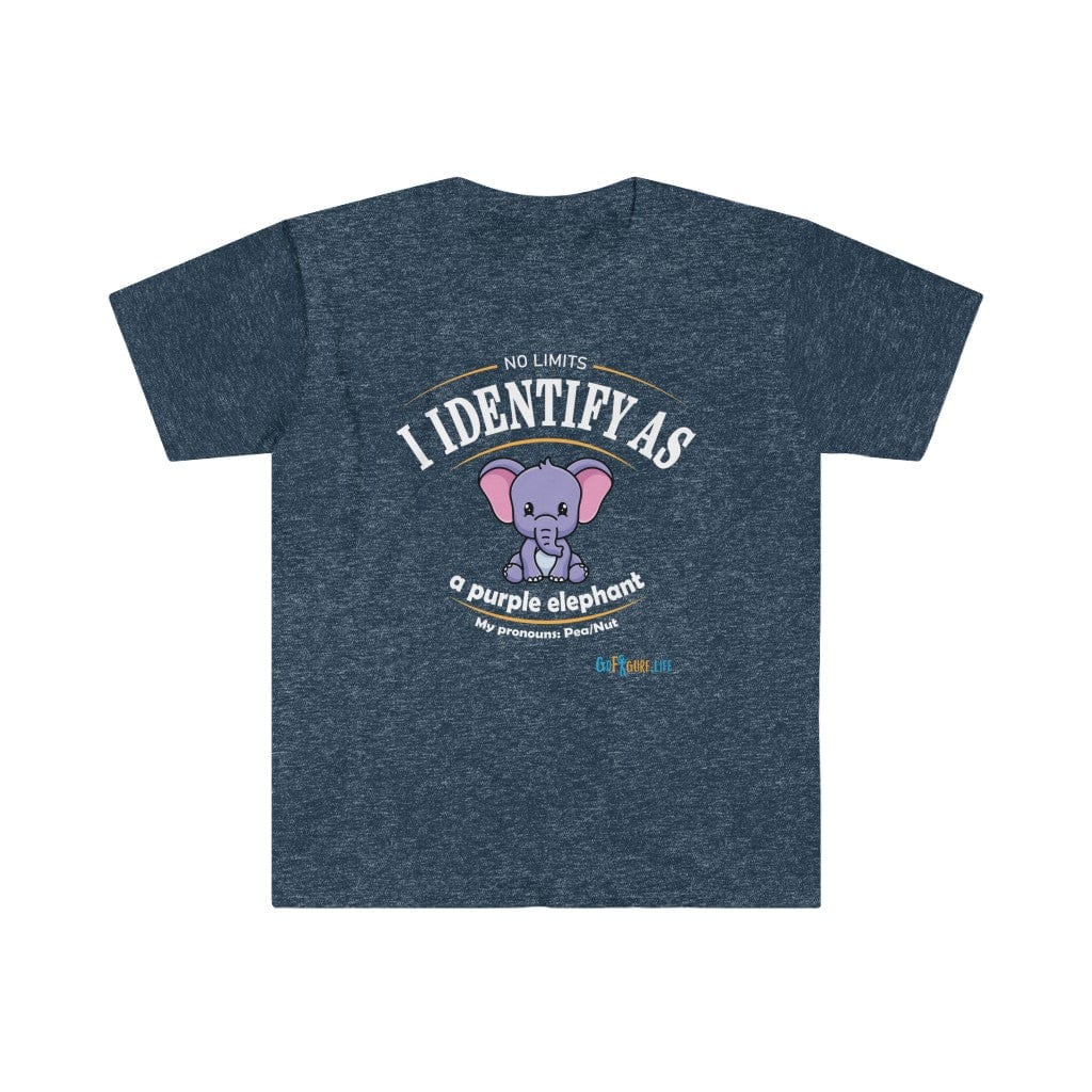 Printify T-Shirt Heather Navy / S Identify as a Purple Elephant!