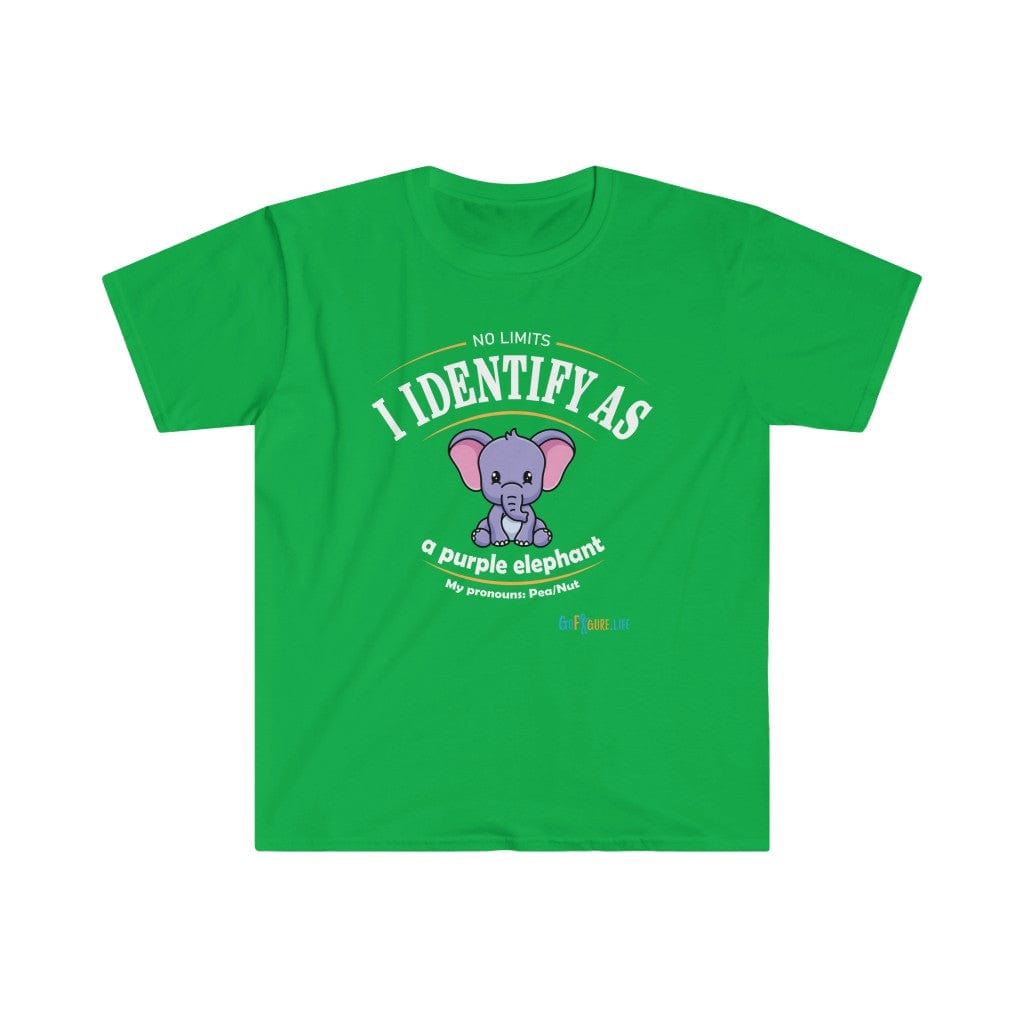 Printify T-Shirt Irish Green / S Identify as a Purple Elephant!
