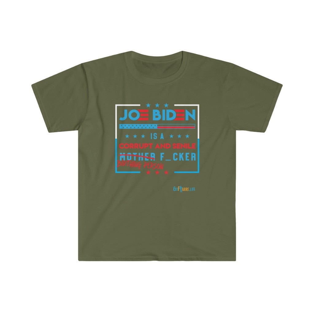Printify T-Shirt Military Green / S Senile birthing person