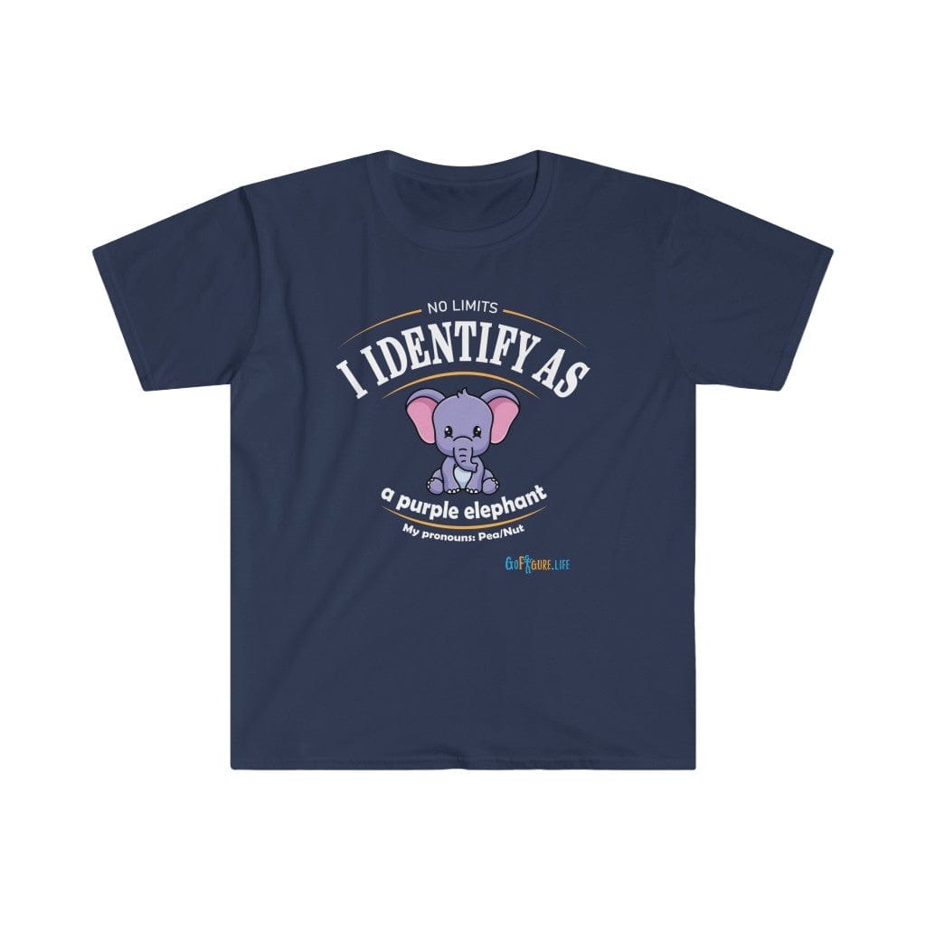 Printify T-Shirt Navy / S Identify as a Purple Elephant!