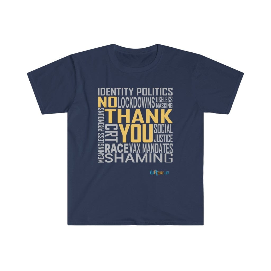Printify T-Shirt Navy / S No Thank You